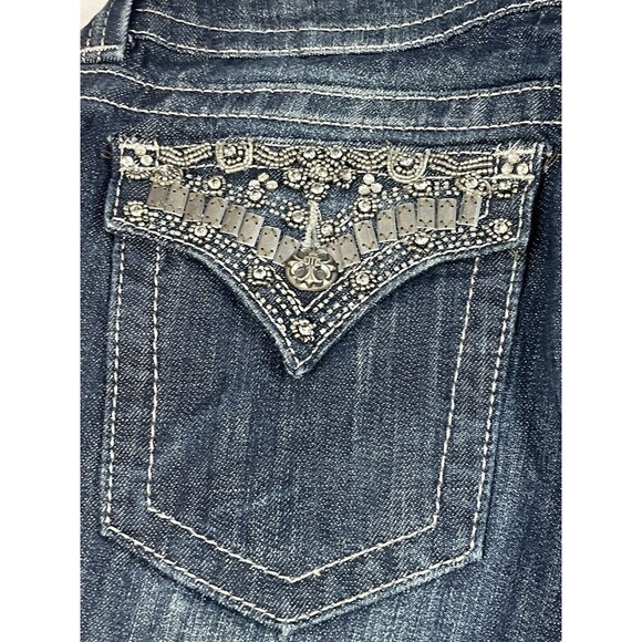Miss Me JP4656-2L Womens 30 Bootcut Dark Wash Blue Jeans Embellished - Picture 3 of 16